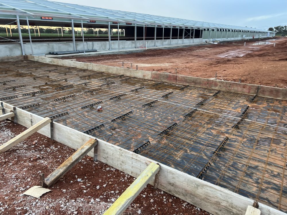 Reinforcement mesh laid for a concrete pour